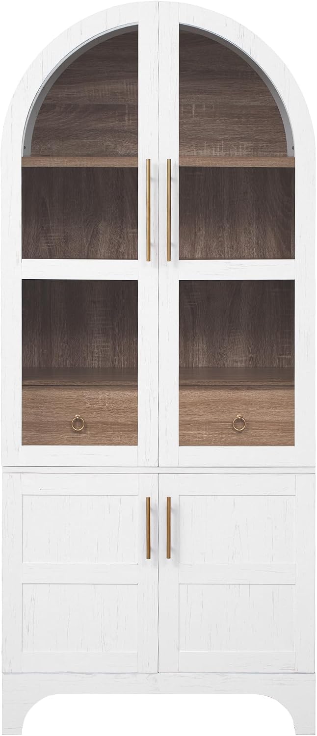KLMM 71" Tall Arched Kitchen Pantry with Door Shelves,Storage Cabinets w...
