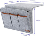 Bedside Caddy, 6 Pockets Large Size Bedside Storage Organizer Bedside Organizer Caddy for Magazine Remotes Phone (13.4'' x 18.1'', Light Grey)