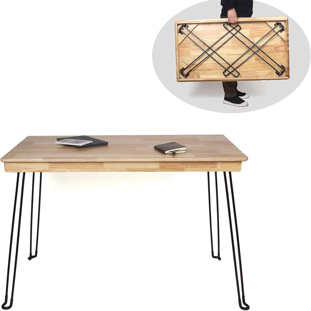 Solid Oak Folding Desk 43 Inch No Assembly Portable Table