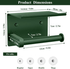 Tindbea Toilet Paper Holder with Shelf Adhesive or Screw Wall Mounted Toilet Paper Roll Dispenser Storage, Stainless Steel Bathroom Shelf Holder Accessories (Forest Green)