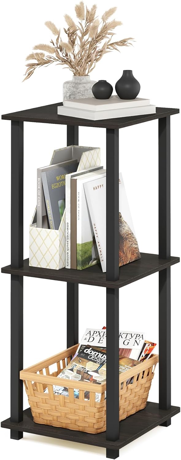 Furinno SIMPLISTIC Side Table Set of 2, 2-Tier Square Modern End Table, Night...
