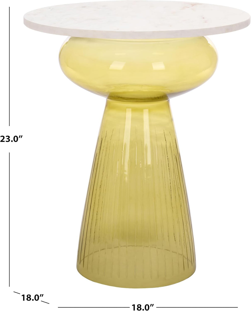 SAFAVIEH Home Collection – Bethony Yellow Glass & White Marble Top Side T...
