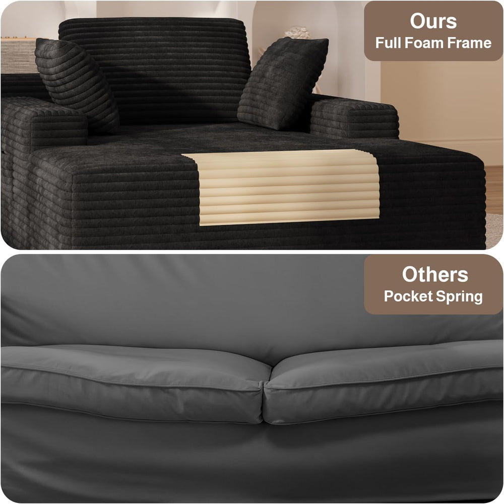 Ahomly 67" Chair, Chaise Lounge Chair Indoor with 3 Pillows, Black | No-...