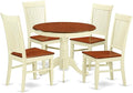 East West Furniture ANWE5-BMK-W 5 Piece Dining Room Table Set Includes a Round Wooden Table with Pedestal and 4 Kitchen Dining Chairs, 36x36 Inch, Buttermilk & Cherry