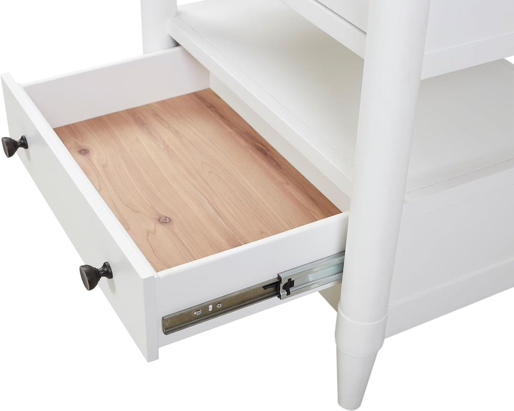 Open Nightstand White Finish with 2 Drawers,for Small Spaces