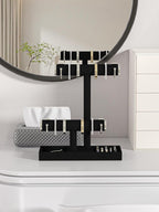 Bracelet and Necklace Holder,Velvet Jewelry Necklace Display Organizer Stand,bracelet Holder for Selling,Bracelet and Necklace Storage Tree (Style 2（Black+ Metal lid）)