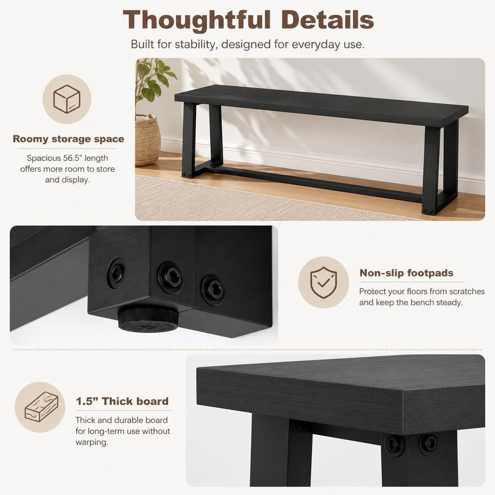 NAFORT Dining Bench, Solid Wood Entryway Bench, Heavy-Duty Outdoor Bench, Mod...
