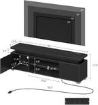Rolanstar TV Stand with Power Outlet & LED Lights, Modern Entertainment Center for 32/43/50/55/65 Inchs TVs, TV Table, Universal Gaming LED TV Media Stand with Large Storage Cabinet, Black