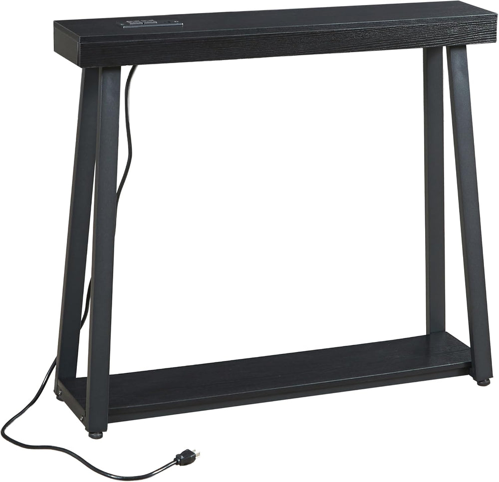 Narrow Small Entryway Table with Charging Station, 36 Inch Thin High Tall Con...