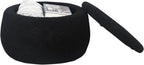 Homebeez 23" Round Storage Ottoman with Removable Lid, Faux Fur Footrest Stool - Modern Teddy Velvet Upholstered Coffee Table for Living Room, Bedroom, Entryway, Black