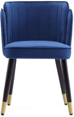 Manhattan Comfort Zephyr Modern Velvet Dining Chair, Solid Wood Frame with Gold-Tipped Splayed Legs, High Density Foam Padding, Vintage Design, Tulip Inspired Accent Furniture, Royal Blue