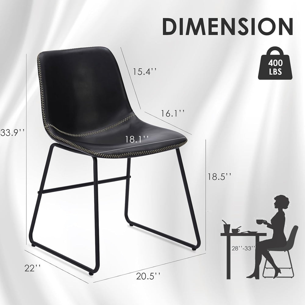 Soohow Mid-Century Modern Dining Chairs Set of 4, Faux Leather Upholstered Ki...