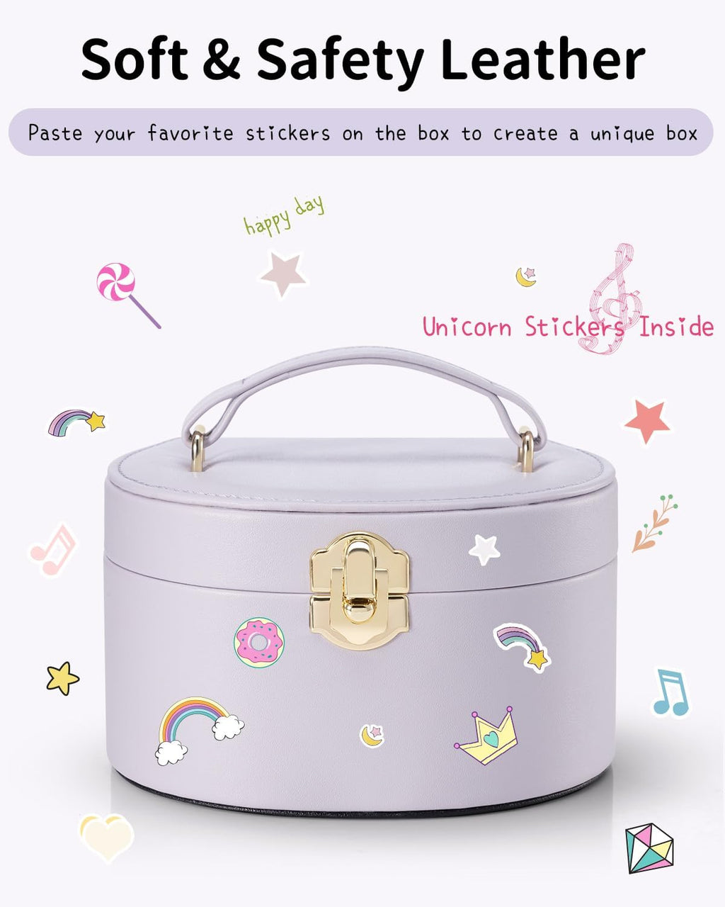 VLANDO Musical Jewelry Box for Girls, Arc Design with Spinning Ballerina | Large Compartment for Small Treasures, Plays Canon Melody, Built-In Mirror and Soft Carry Handle, Birthday Christmas Gift