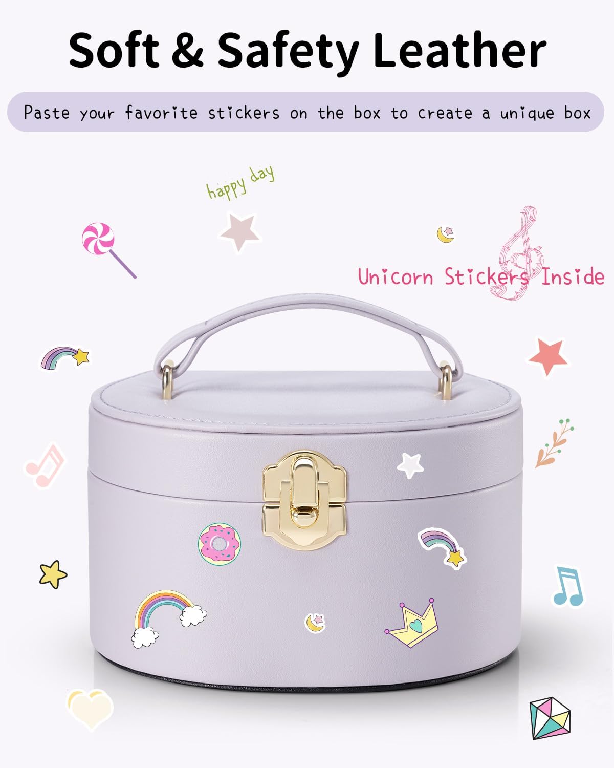 VLANDO Musical Jewelry Box for Girls, Arc Design with Spinning Ballerina | Large Compartment for Small Treasures, Plays Canon Melody, Built-In Mirror and Soft Carry Handle, Birthday Christmas Gift