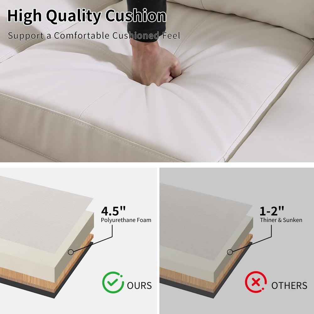 Leather Storage Ottoman Bench,33.5" Large Square Ottoman with Storage, F...