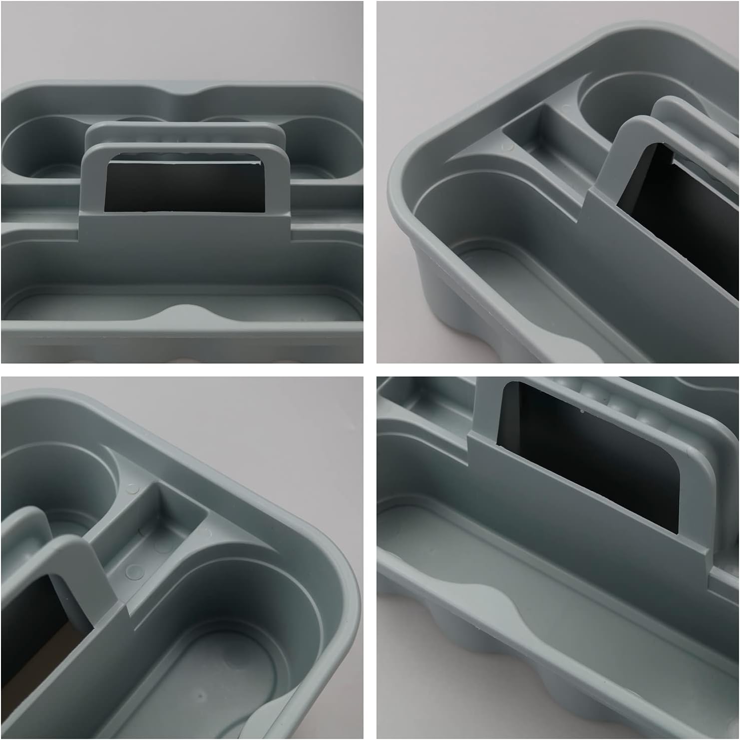 Kekow 4-Pack Plastic Storage Caddy, Carry Caddy with Handle, Gray