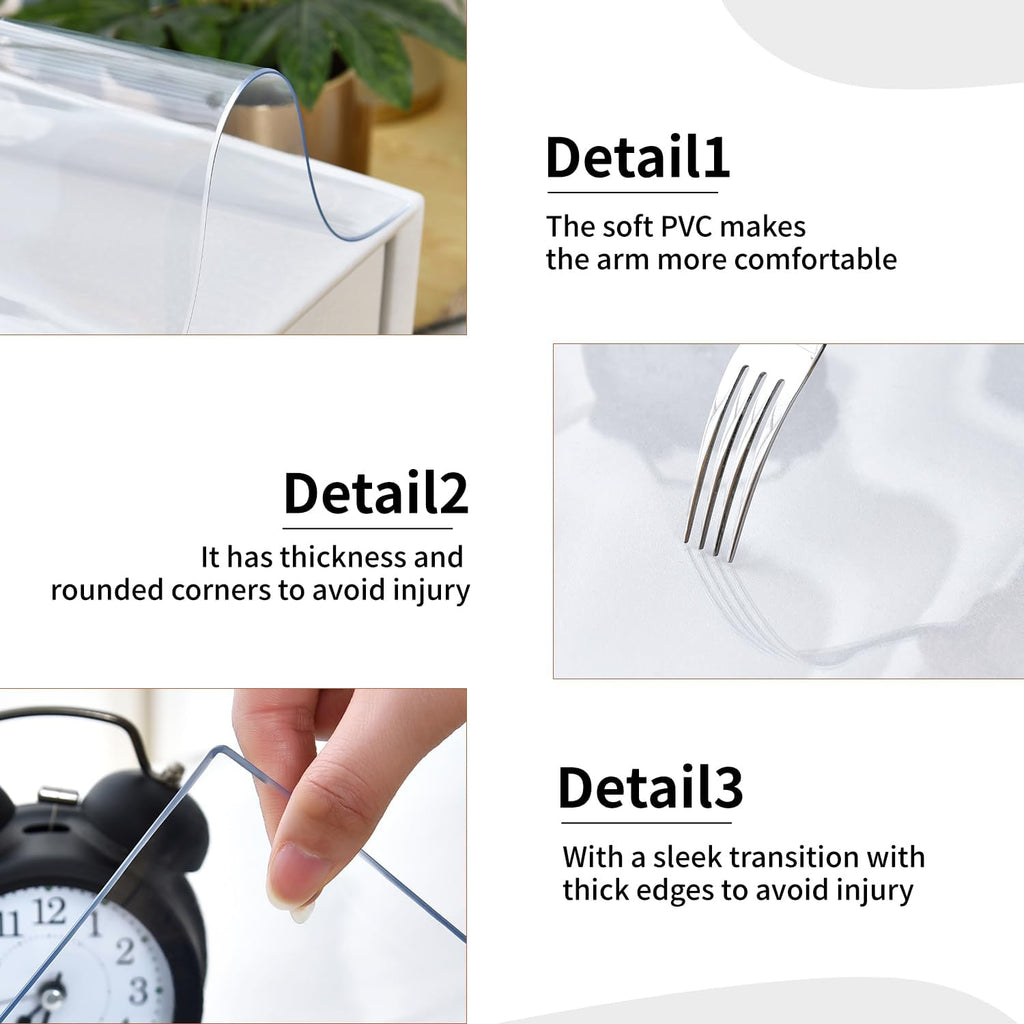 Clear Desk Mat, Non-Slip PVC Desk Protector Mat with Round Edge, Heat Resistant & Waterproof Clear Desk Writing Mat for Home and Office (31.5''*15.7'')