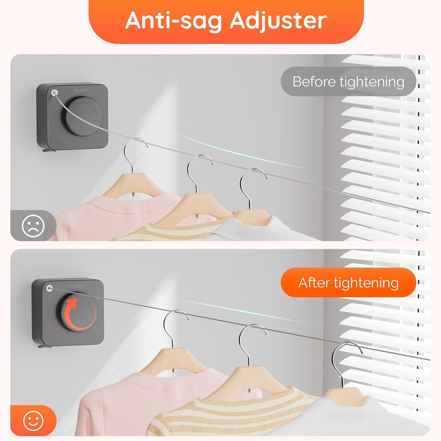 Retractable Clothesline Indoor, Non-Sagging Outdoors Clothesline Retracting, Heavy Duty Retractable Clothes Drying Laundry Line, Wall Mounted Stainless Steel Line - 13.8 Ft (Gray)