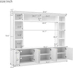 Marzzi Wall Unit TV Stand TVs up to 70", Modern Entertainment Center with 6 Doors Storage Cabinets, Bridge and Bookshelves, Large Media Console, Adjustable Shelves, Painted Finish