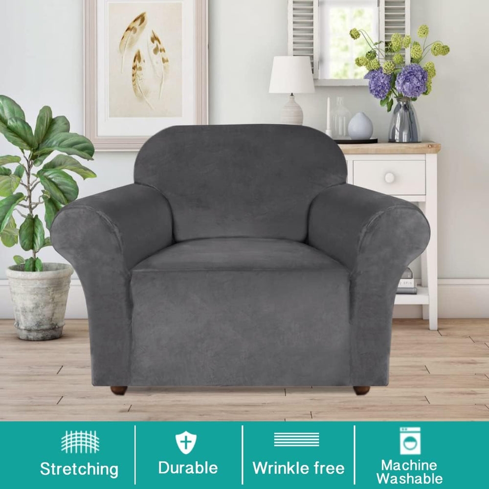 Turquoize Stretch Velvet Chair Cover Sofa Chair Covers for Living Room Armcha...