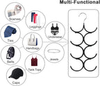 Yizhi Scarf Hanger Organizer Holder, No Snag Belt Rack Tie Hanger Sturdy 8 Hook Space Saving Closet Accessory Organizer for Scarves, Ties, Belts, Shawls, Pashminas and Jewelry (1, Black)