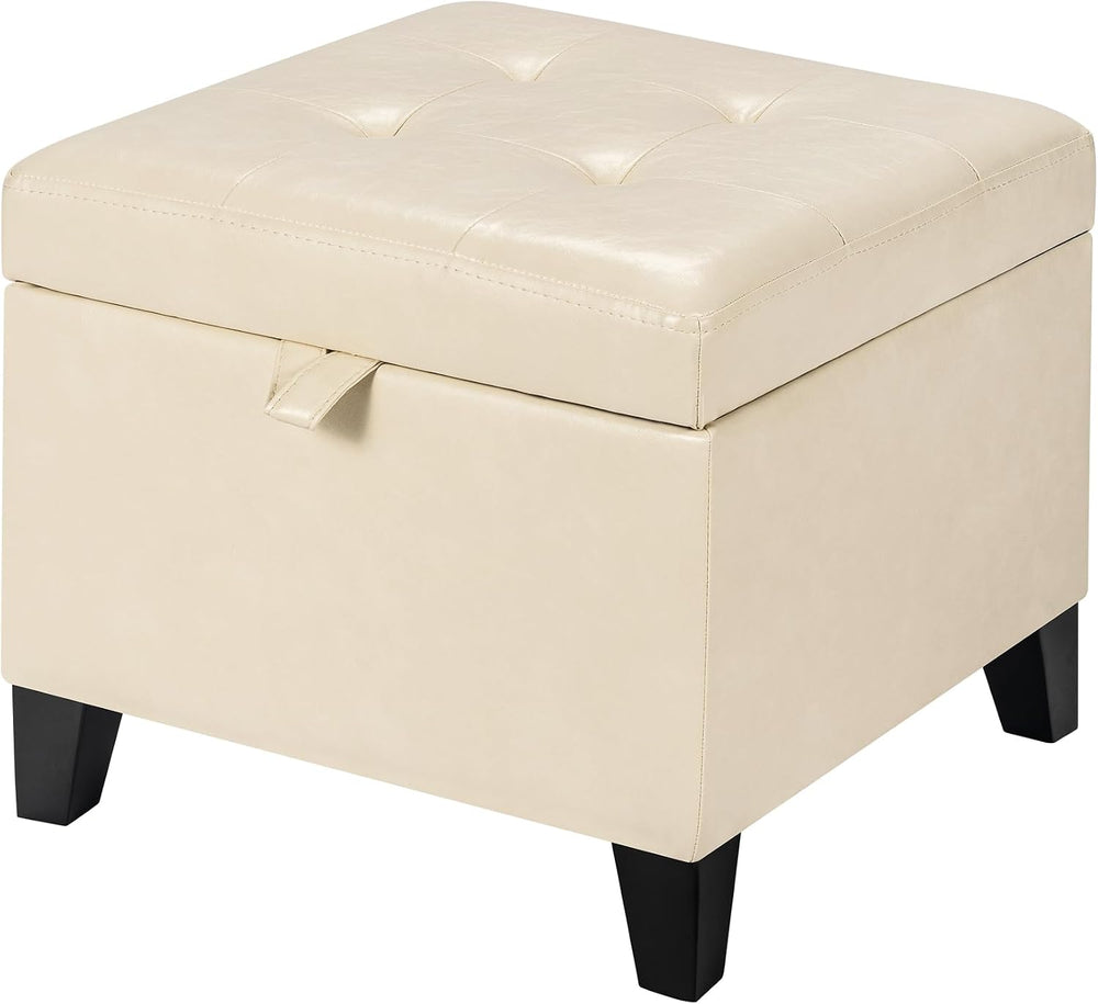 Asense 17 Inch Storage Ottoman Foot Rest,Square Faux Leather Foot Stool,Small...