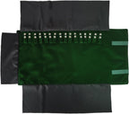 Premium Jewelry Roll Organizer for 16 Necklaces 55cm x 29cm Metal Snap & Velcro Closure - Ideal for Travel and Storage (Green)