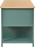 Christopher Knight Home Aaron 58" Kitchen Island with Storage, Modern Island Table for Kitchen, Storage Cabinet with Open Shelves, Wooden Kitchen Prep Table, Coffee Station Cabinet, Green+Natural