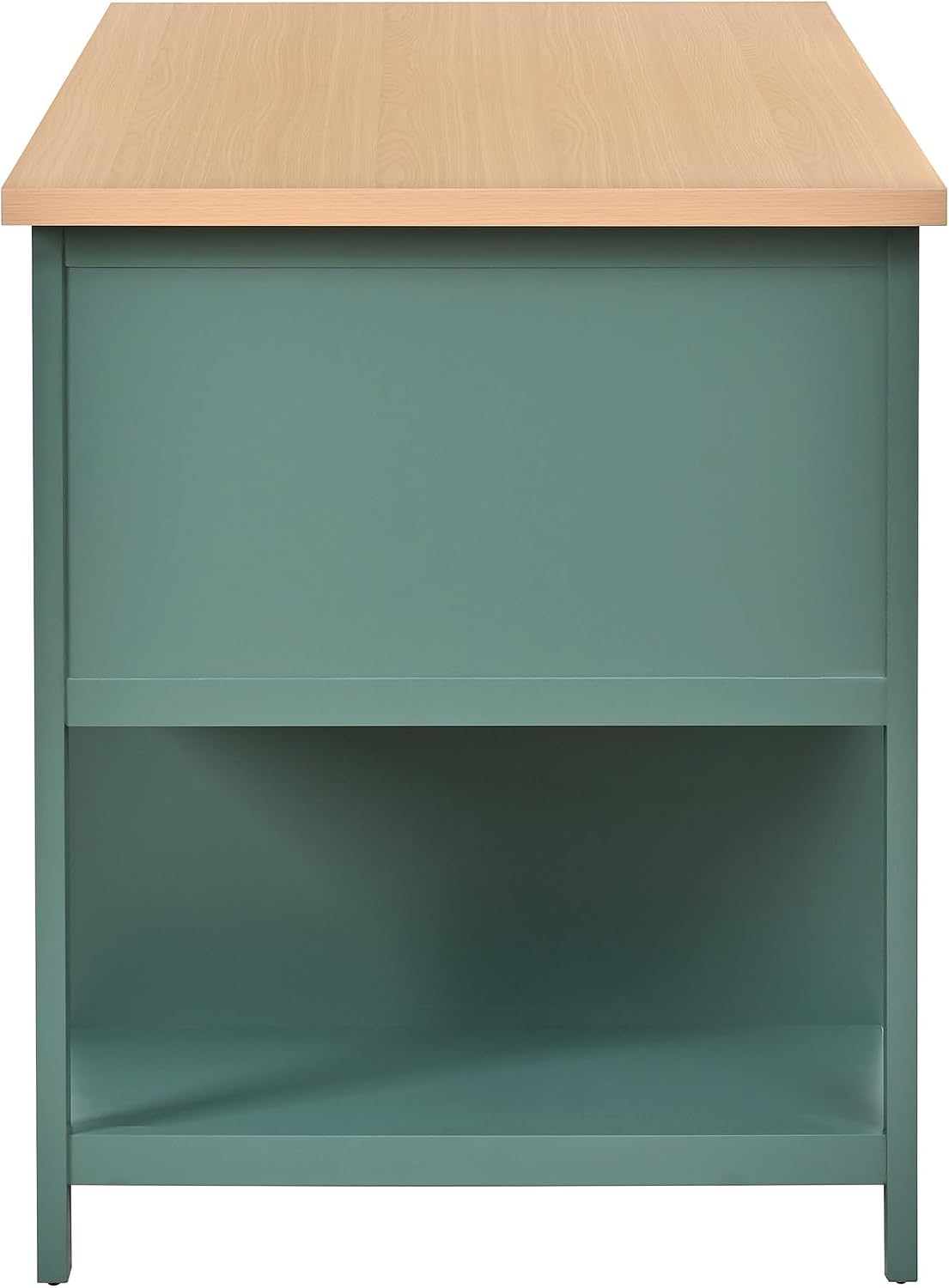 Christopher Knight Home Aaron 58" Kitchen Island with Storage, Modern Island Table for Kitchen, Storage Cabinet with Open Shelves, Wooden Kitchen Prep Table, Coffee Station Cabinet, Green+Natural