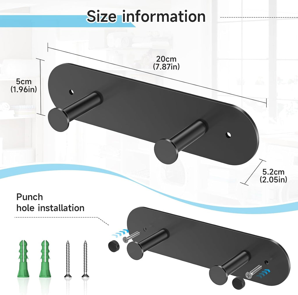 Ironing Board Holder Wall Mount,Ironing Board Hanger with Removable Hooks, Laundry Rooms Stainless Steel Ironing Boards Hook for Wall for Y or T Leg (Black)