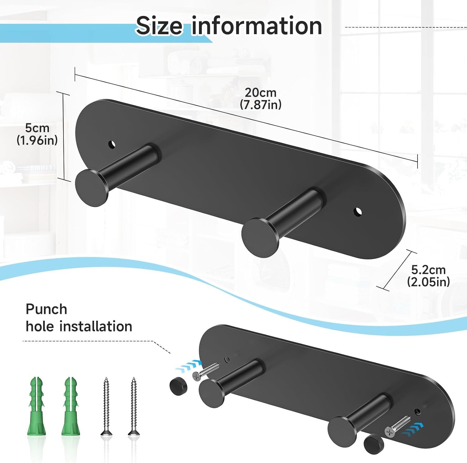 Ironing Board Holder Wall Mount,Ironing Board Hanger with Removable Hooks, Laundry Rooms Stainless Steel Ironing Boards Hook for Wall for Y or T Leg (Black)