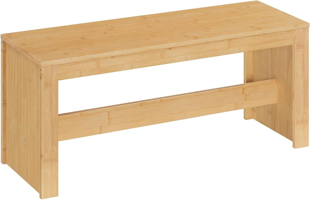 MAHANCRIS Entryway Shoe Rack Bench, 35.4 Inch Bamboo Dining Bench, Table Benc...