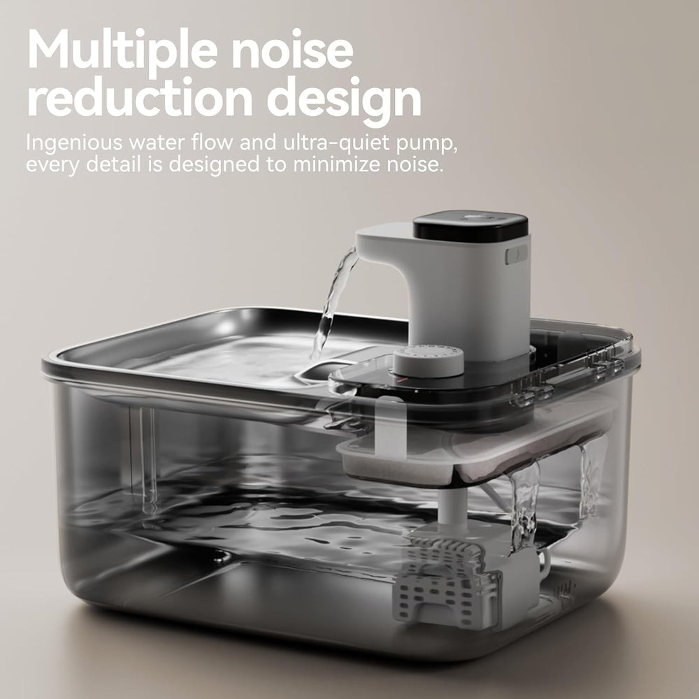 Stainless Steel Cat Water Fountain Wireless for Cats Indoor, 3.6L/123oz Autom...