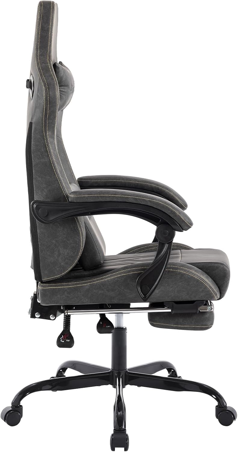 Gaming Chair with Footrest Ergonomic Computer Chair Massage Lumbar Cushion, R...