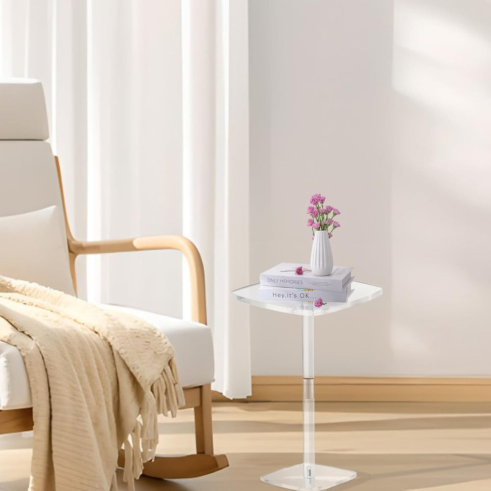 Square Drink Table, 10" Lx10 Wx21.6 H Acrylic Side Table for Small Space...