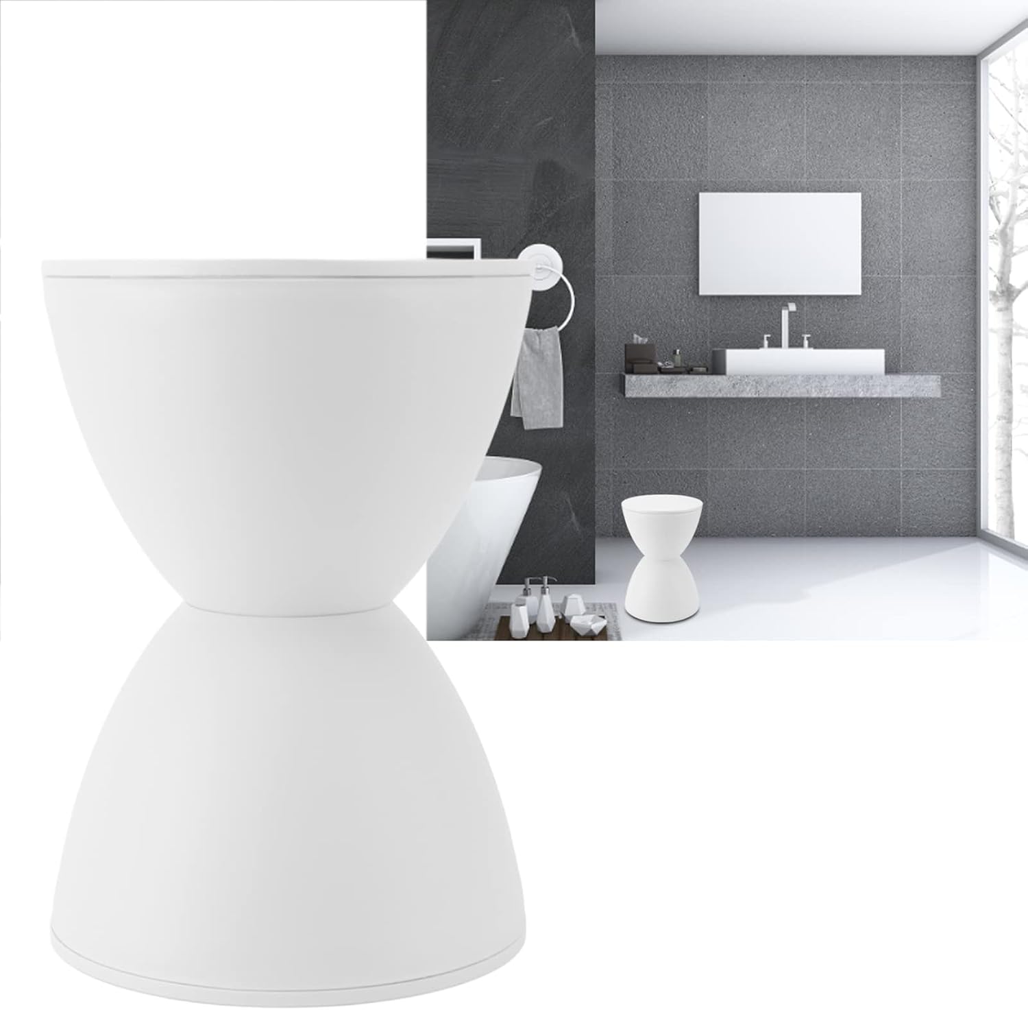 Gaoxin Hourglass Stool Wear Resistant Anti Impact Water Resistant Hourglass Stool Widely Use in Fitting Room White