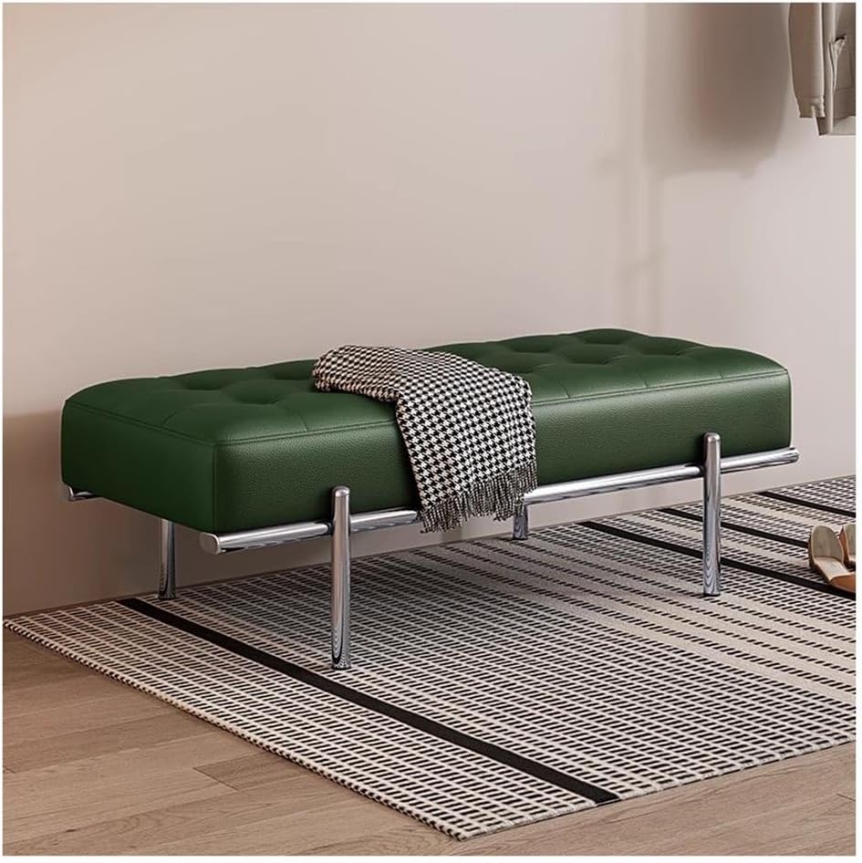 Etlegor Faux Leather Entryway Bench, Minimalist Bed-end Bench with Stainless ...