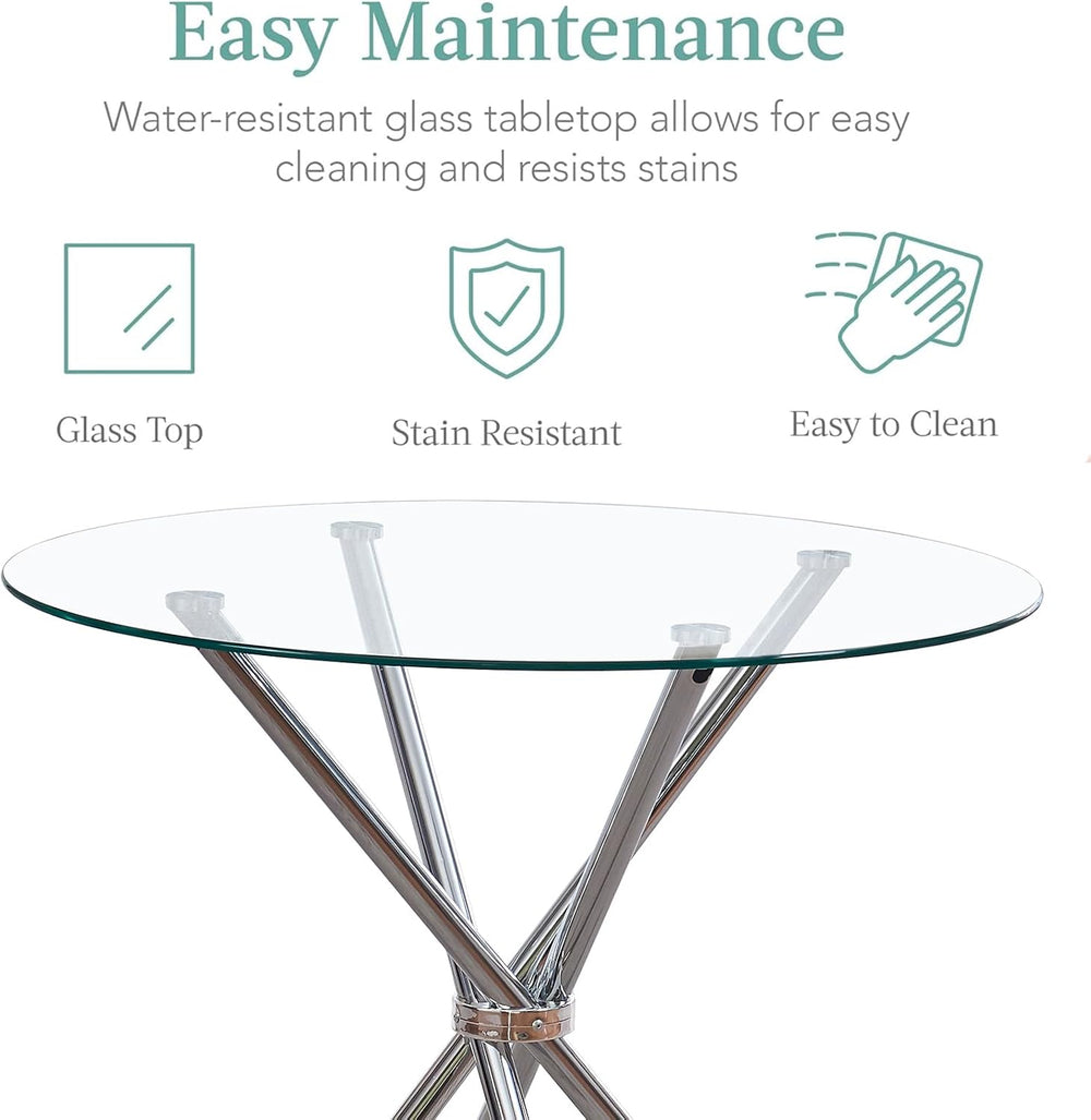 5 Pieces Round Dining Room Set for 4 Contemporary Glass Kitchen Table with 4 ...