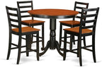 East West Furniture TRFA5-BLK-W 5 Piece Counter Height Pub Set Includes a Round Dining Room Table and 4 Kitchen Chairs, 42x42 Inch, Black & Cherry