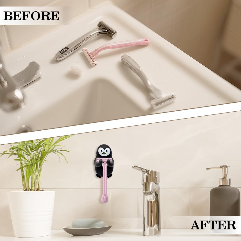 Cute Penguin Razor Holder Shower, Animals Bathroom Decor, Cute Gadgets Leg Razor Holder, Funny Bathroom Decor Accessories for Women Mom Sister Friend Wife Girlfriend, Penguin Gifts for Women