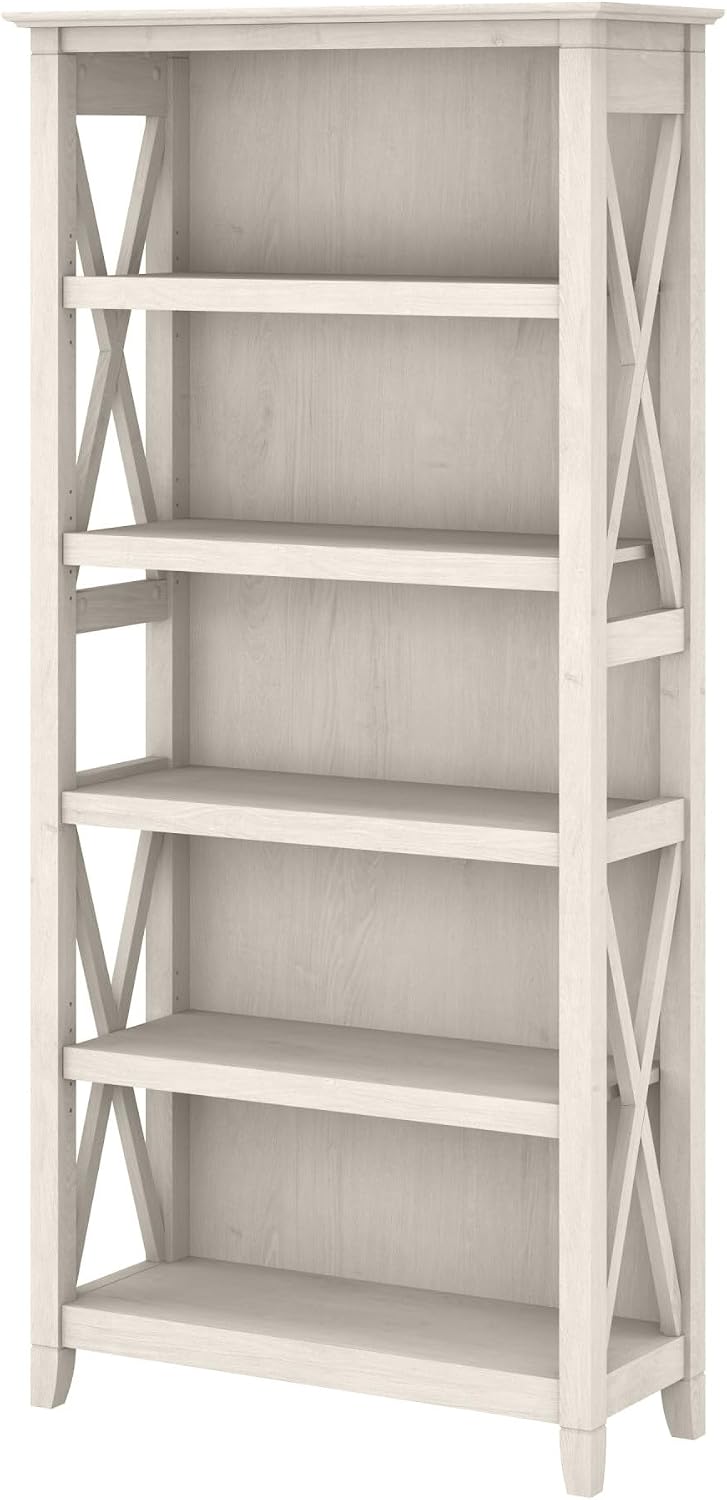 Bush Home Tall 5 Shelf Bookcase for Living Room or Home Office, Large Bookshe...