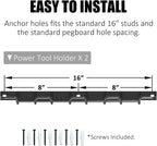 UNITEDPOWER Wall Mounted Power Tool Organizer Holder, Heavy Duty Utility Storage Rack for Battery Powered Hand Tools, Cordless Drill Rack, Workshop, Shed, Garage