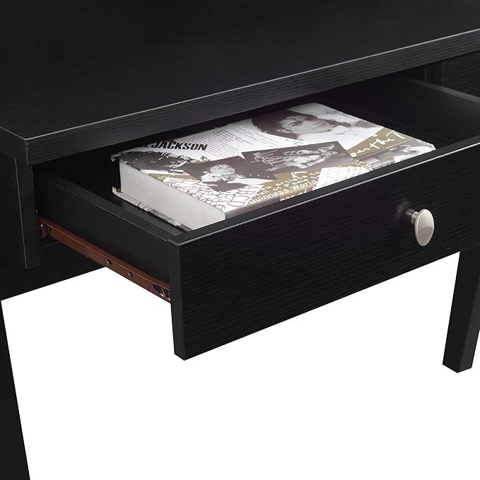 Convenience Concepts Newport Deluxe 2 Drawer Desk with Shelf, Black