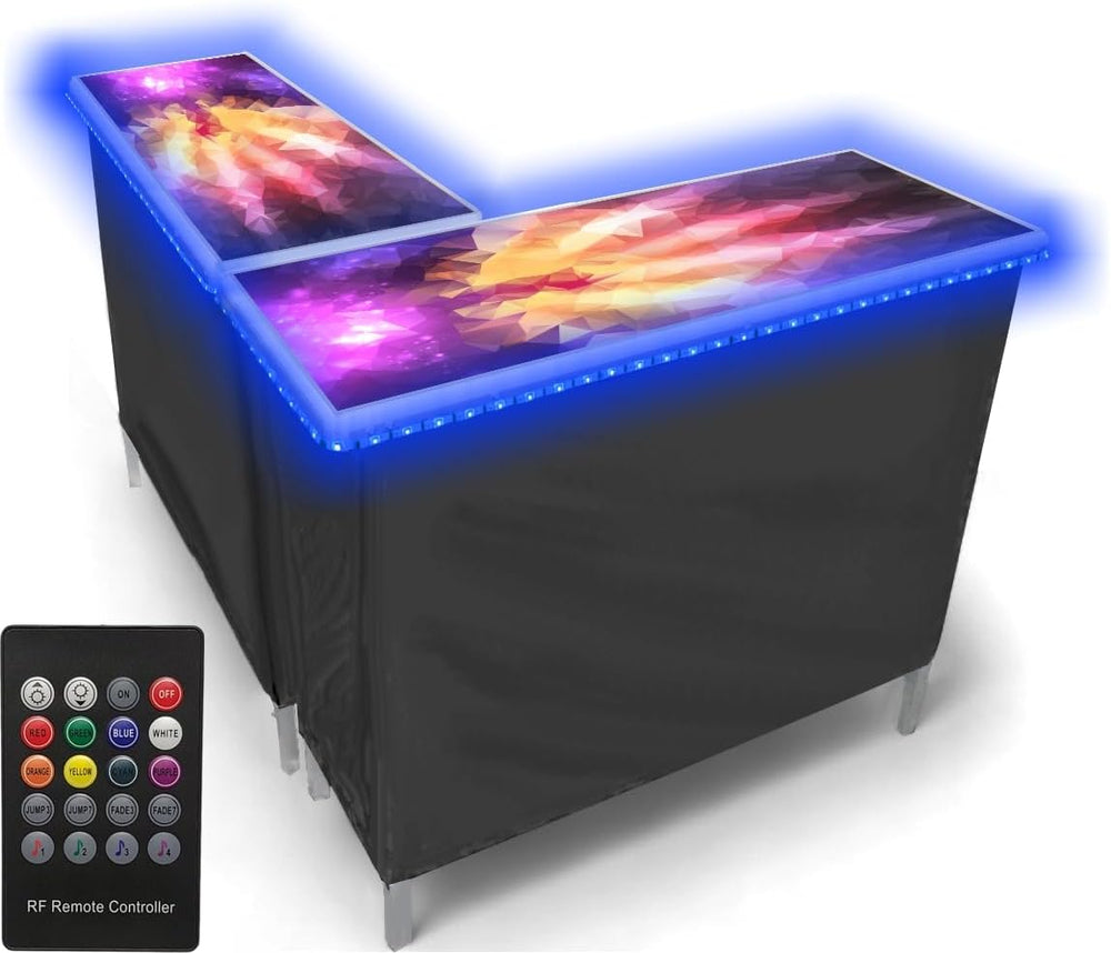 PARTYPONG Folding Portable Double Bar w/LED Lights, Wireless Remote, 2 Bar Sk...