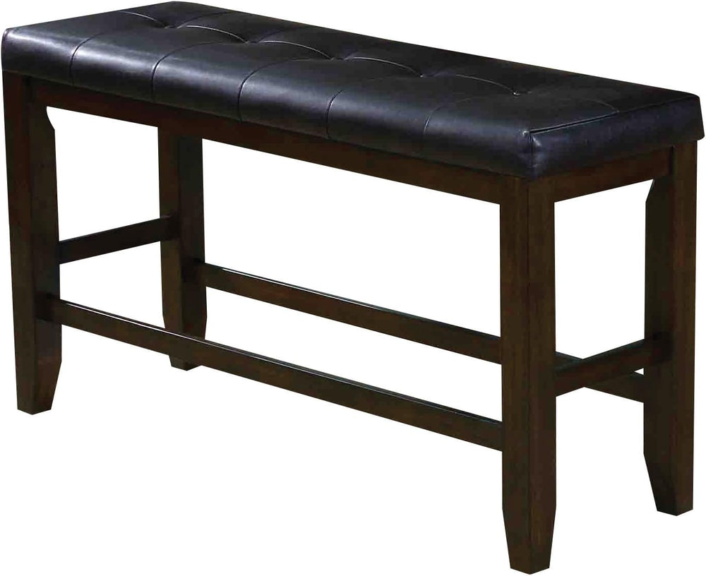 ACME Furniture bench, Black PU & Espresso