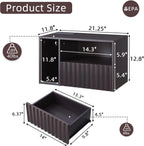 Modern Espresso Fluted Floating Nightstand with Charging Station, NightStand with Drawers, Bedside with USB Ports and Outlets, Bedroom Furniture (Left)