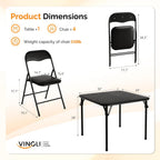 VINGLI 5-Piece Padded Folding Card Table and Chairs Set, Black