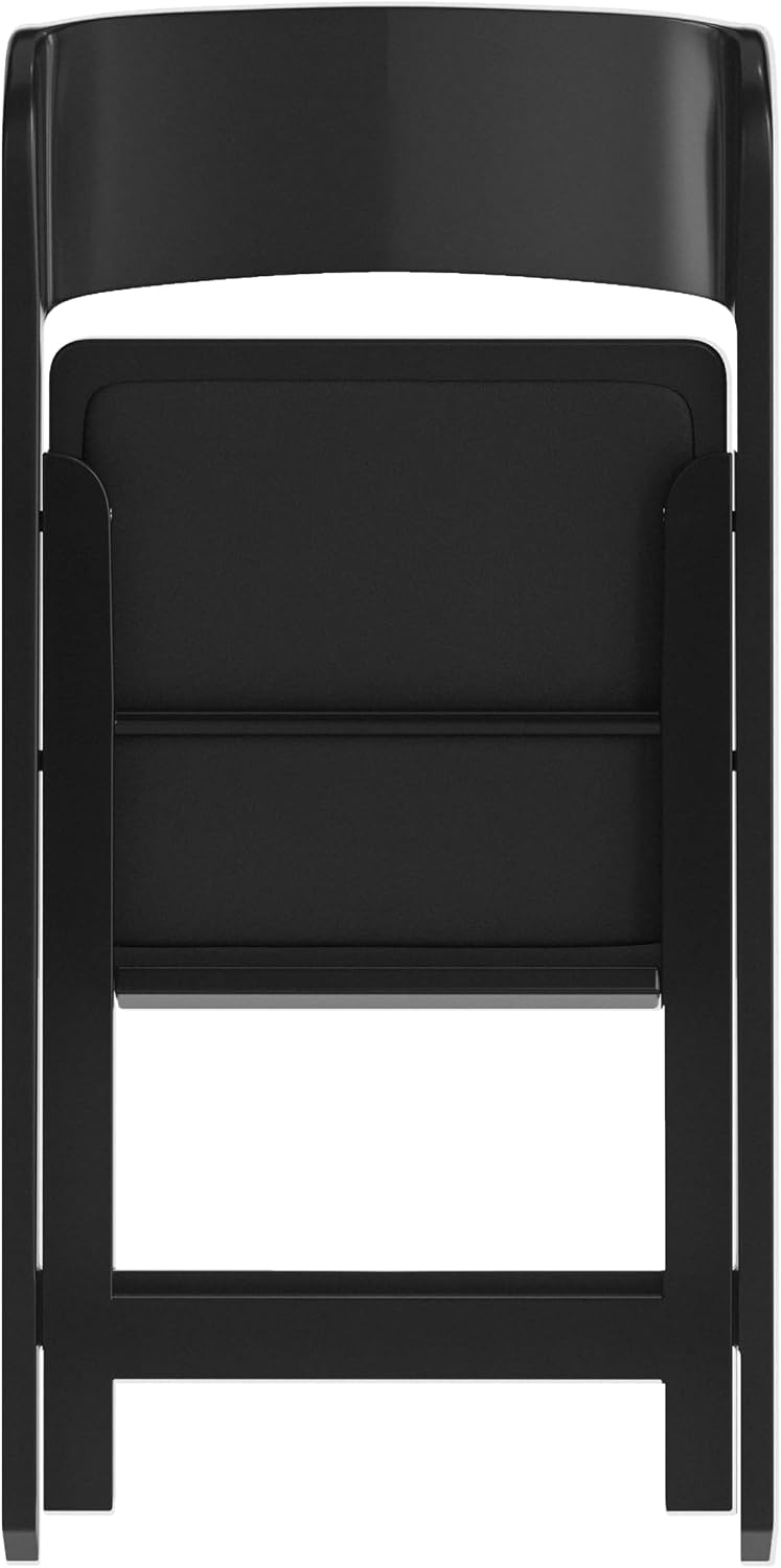 Flash Furniture Hercules Tucker Commercial Black Resin Folding Chair - Lightweight, Vinyl Padded Removable Seat, Indoor Outdoor Use, Event & Wedding Ready, Set of 4