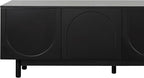 Ball & Cast Modern TV Stand with Arch Cabinets for TVs up to 78", Minimalist Entertainment Center w/Solid Wood Legs and Adjustable Shelves, Media Console for Living Room,Black