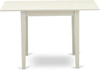 East West Furniture 1NDEN3-LWH-06 3 Piece Dining Table Set Contains a Rectangle Dinner Table with Dropleaf and 2 Dark Shitake Linen Fabric Upholstered Chairs, 30x48 Inch, Linen White